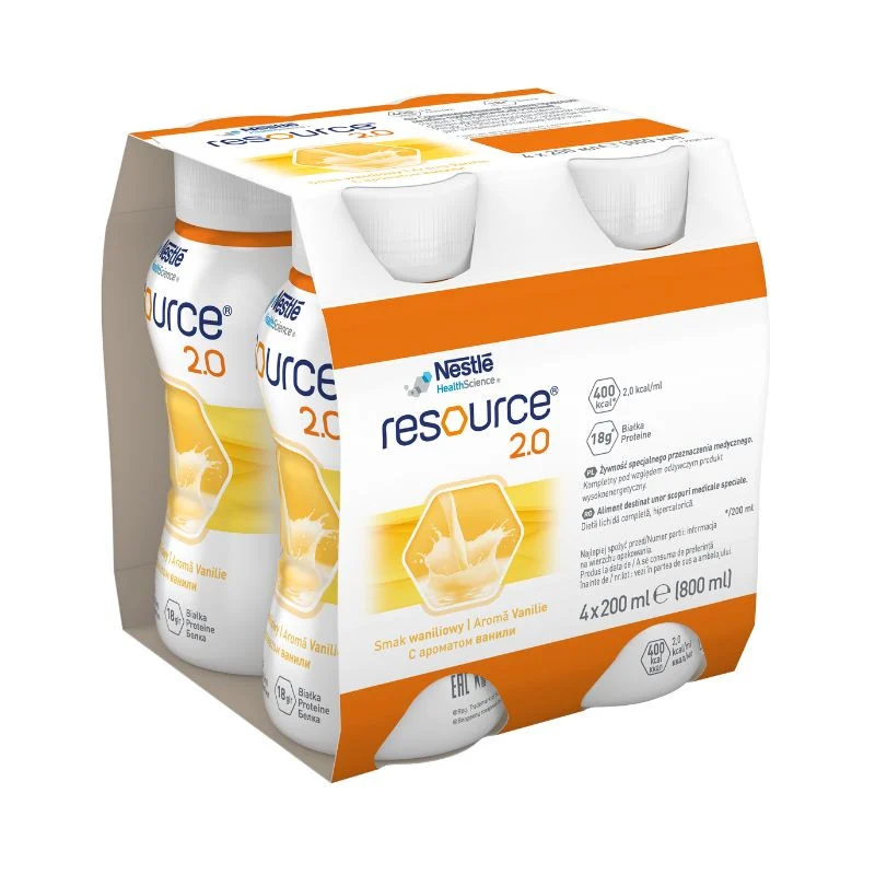 Resource 2.0 fara gluten cu aroma de vanilie, 4*200 ml, Nestle
