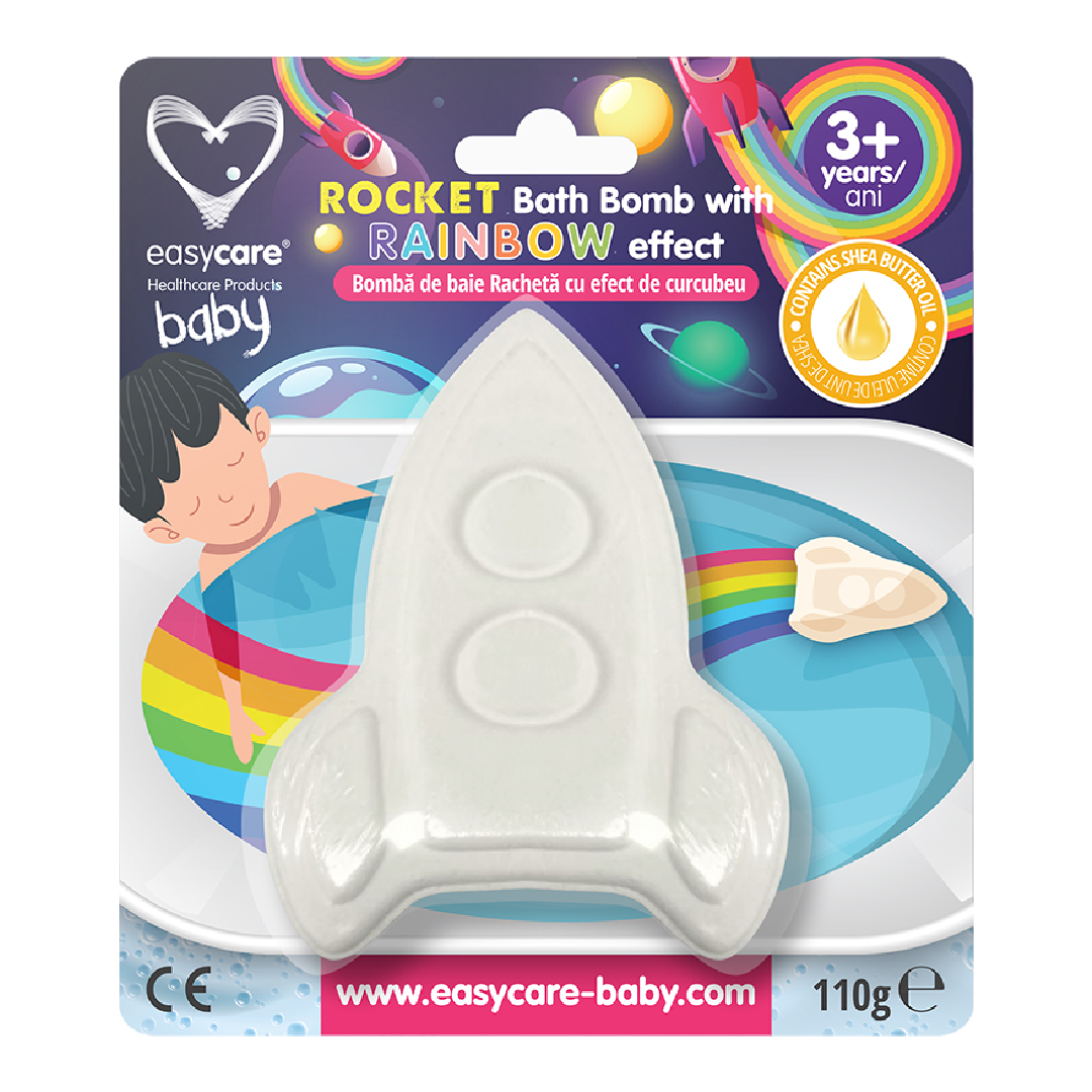 Bomba de baie cu efect de curcubeu, Racheta,110 g, Easycare Baby