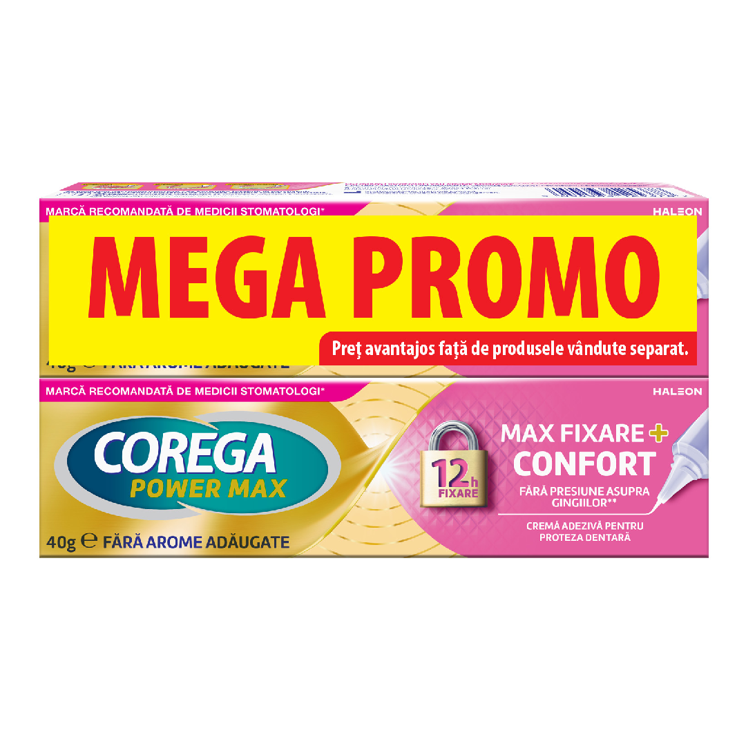 Pachet Crema adeziva pentru proteza dentara Power Max Fixare+…