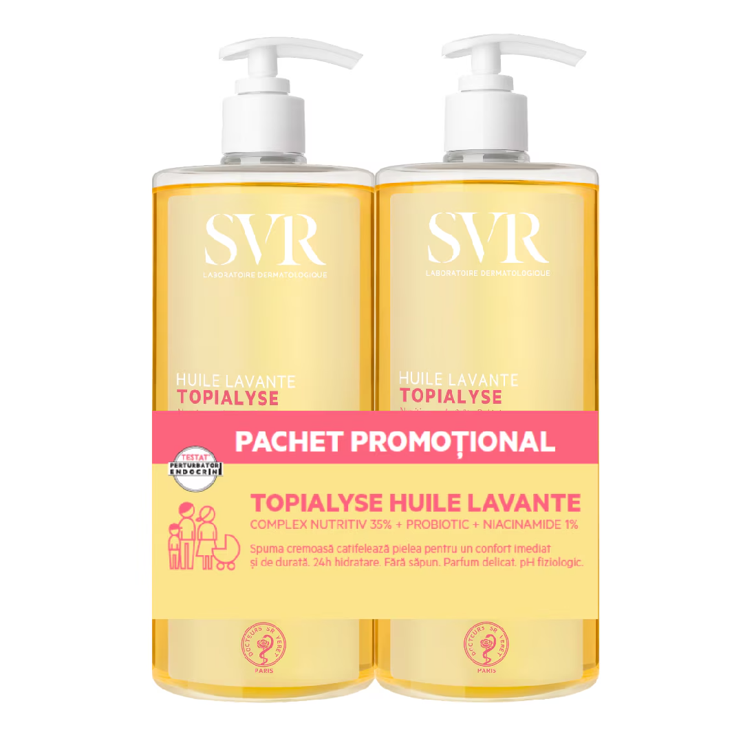 Pachet Ulei micelar lavant pentru fata si corp Topialyse, 2*1L, SVR