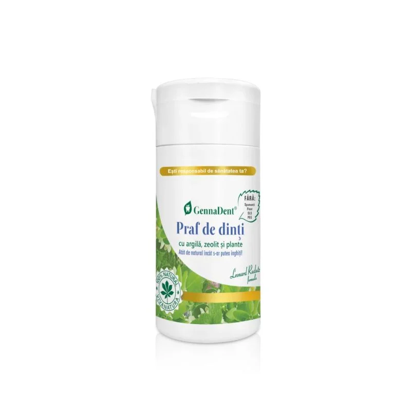 Praf de dinti 100% natural cu argila, plante si zeolit GennaDent, 75…